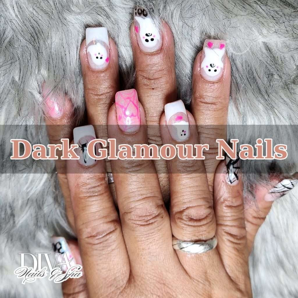 Dark Glamour Nails Kelowna | Halloween Manicure — Diva Nails & Spa